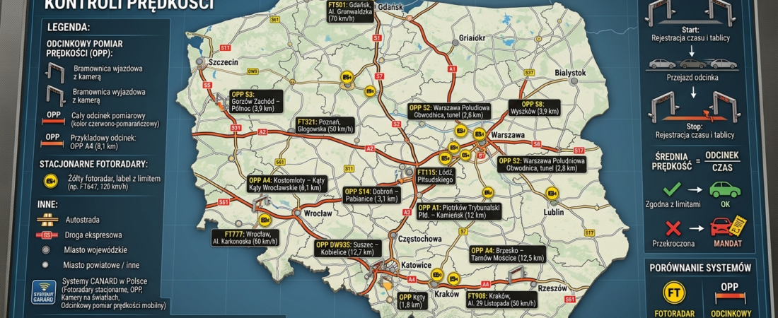 Aktualna mapa odcinkowy pomiar prędkości opp