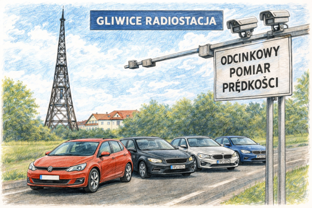 Odcinkowy pomiar prędkości Gliwice i Śląsk 2026 – mapa