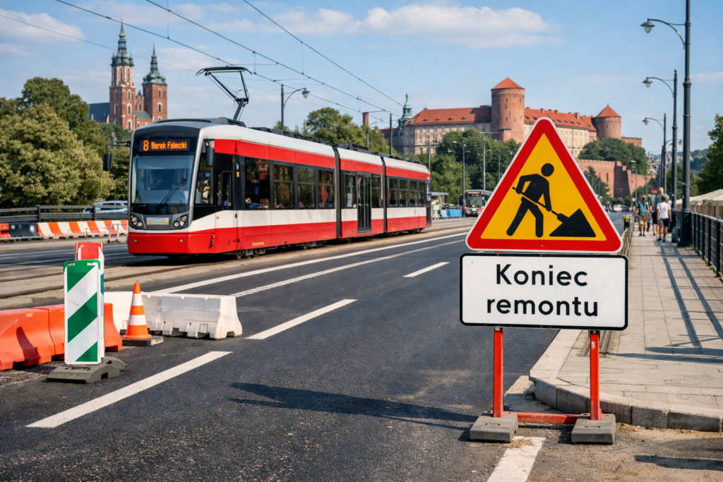 Kraków: Północna Obwodnica i Tramwaj do Mistrzejowic. Tramwaj na drodze