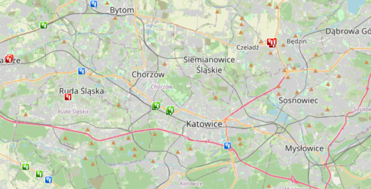 Fotoradary Katowice 2026 – OPP na DTŚ i Red Light - mapa