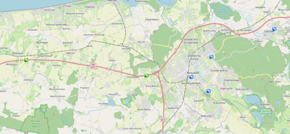 Fotoradary w Koszalinie - mapa
